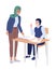 Female teacher exchanging thoughts with student semi flat color vector characters