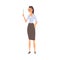 Female Teacher Standing with Pointer, Professional School Teacher Character Vector Illustration on White Background