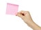 Female teen hand holding sticky note