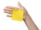Female teen hand holding sticky note
