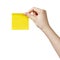 Female teen hand holding sticky note