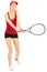 Female tennis player swinging a racket