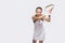 Female Tennis Sportswoman In Professional Outfit Preparing to Se