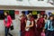 Female Tibetan monks at the Boudhanath Stupa in Kathmandu, Nepal