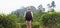 Female tourist enjoying beautiful nature of tea plantations, Sri Lanka.