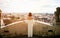 Female tourist enjoying great view on the old town of Prague,