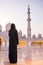 Female tourist at Sheikh Zayed Grand Mosque