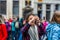 A female tourist taking selfie at  the most memorable landmark in brussels, Grand-Place. Grande square Grote Markt is the