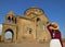 Female Traveler Impressed with Saint Hripsime Church, the Seventh Century Armenian Apostolic Church in Vagharshapat City