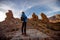 Female traveler in Teide park