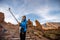 Female traveler in Teide park