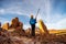 Female traveler in Teide park