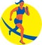 Female Triathlete Marathon Runner Retro