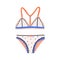 Female underwear with polka dot pattern. Elegant cute lingerie with wireless bra and panties. Brassiere with straps and