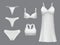 Female underwear vector mockup, isolated lingerie