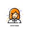 Female user avatar of startup founder. Icon of cute girl face