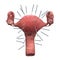 Female uterus with acupuncture needles. Acupuncture treatment of uterus concept, 3D rendering