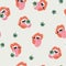 Female vampire lips, eye seamless pattern. Cartoon womans open mouth tongue Dracula teeth eyeballs background