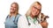 Female Veterinarian Doctors with Small Puppy