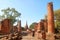 Female Visitor Exploring the Ruins Inside Wat Phra Si Sanphet Temple and in Ayutthaya Historical Park, Thailand