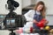 Female Vlogger Making Social Media Video About Cooking For The Internet