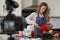 Female Vlogger Making Social Media Video About Cooking For The Internet