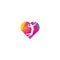 Female volleyball player heart shape concept logo