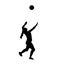 Female volleyball silhouette player on white background