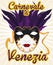 Female Volto Mask with Feathers to Celebrate Carnival of Venice, Vector Illustration