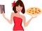 Female waiter with pizza