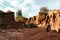 Female walking around the rocks in the Tatacoa Desert, Colombia