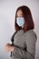 Female ware mask prevent virus covid19