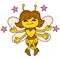 The female wasp bee with a happy face welcomes spring, doodle icon image kawaii