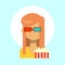 Female Wearing 3d Glasses With Popcorn Emotion Profile Icon, Woman Cartoon Portrait Happy Smiling Face
