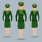 Female wearing military uniform standing vector illustration