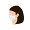 Female wearing protective medical face mask cartoon isometric design icon vector illustration.