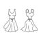 Female wedding dress with hand drawn vector illustration