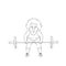 Female weightlifter vector illustration, linear silhouette on a white background. Old woman lifting weights, doing sit ups with
