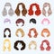 Female woman head hairstyle front side portrait beautiful woman hairstyle vector design of beautiful collection straight