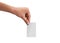 Female or women Voter Holds Envelope In her  Hand Above Vote Ballot for casting vote white background