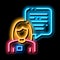 Female Worker Talk neon glow icon illustration