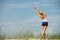 Female workout on the beach