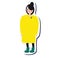 Female in yellow winter coat. Lifestyle fashion girl sticker in artistic hand drawn style