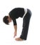 Female yoga position toe touch hamstring stretch