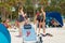 Females having a conversation in the sandy beach of Clearwater Beach in Tampa Bay area, Florida