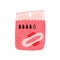 Feminine sanitary pads in pack. Disposable menstrual napkin in open package for women period. Hygiene plastic towels for