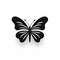Feminine Sticker Art: Bold Black Butterfly Icon On White Background