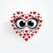 Feminine Sticker Art: Eye Shape With Red Hearts And Playful Character Design