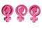 Feminism 3D logo in three angles. Female international movement