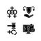 Feminism black glyph icons set on white space